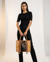 Hand-tooled cowhide leather tote interior by Ya Qalbi