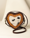 Hair-on leather heart crossbody sling bag for women by Ya Qalbi