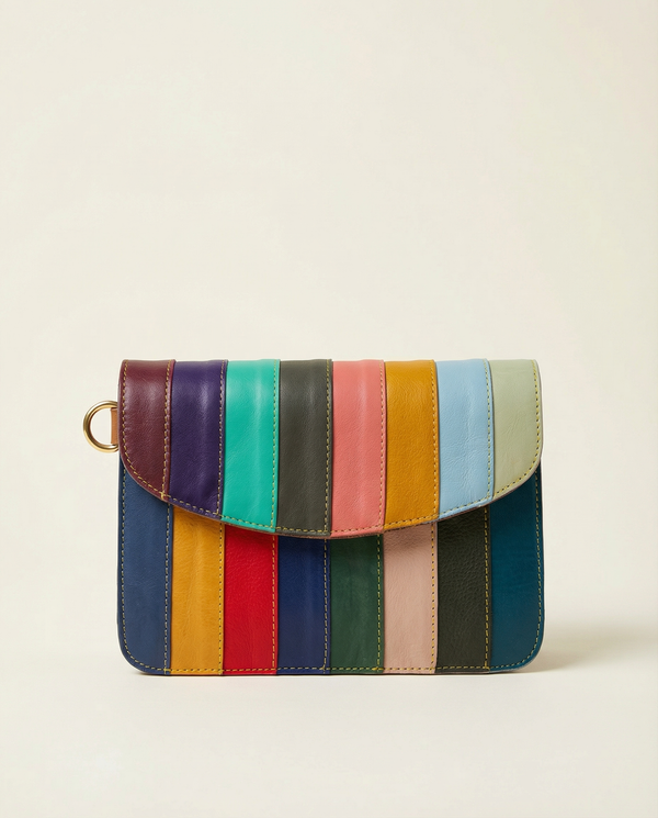 Rainbow leather crossbody sling bag for women by Ya Qalbi