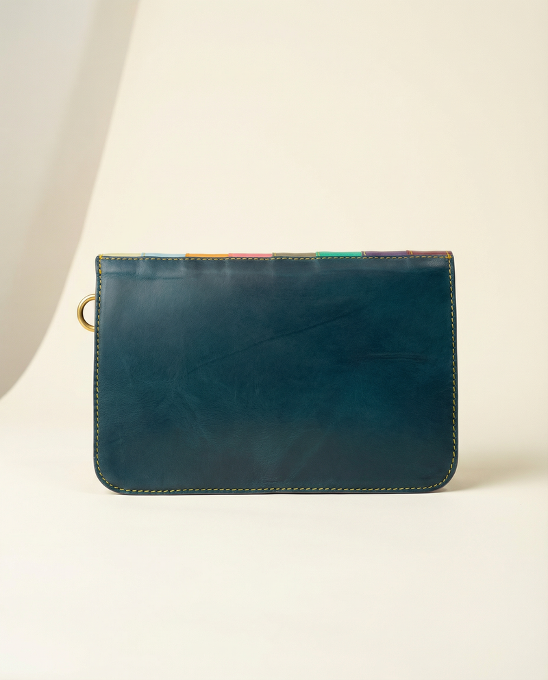 Vibrant striped leather travel purse for women by Ya Qalbi
