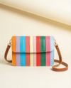 Large rainbow leather crossbody sling bag for women by Ya Qalbi