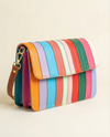 Extra-spacious rainbow leather sling with three compartments by Ya Qalbi