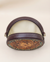 Designer leather canteen-shape crossbody by Ya Qalbi