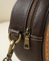 Cowhide leather round crossbody bag for women by Ya Qalbi