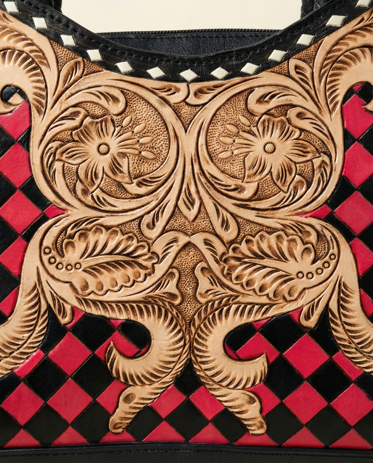 Checkerboard Tooled Tote