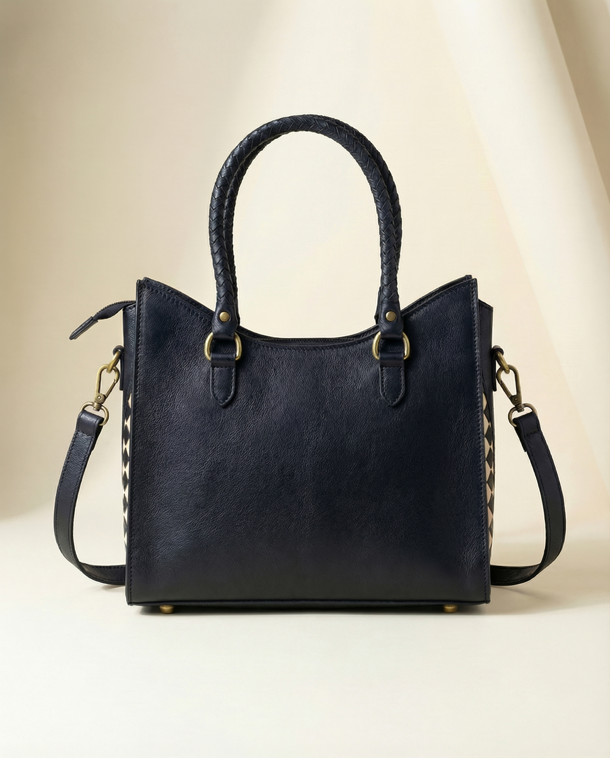 Western floral tooled cowhide leather tote bag with fringe and hand-carved details