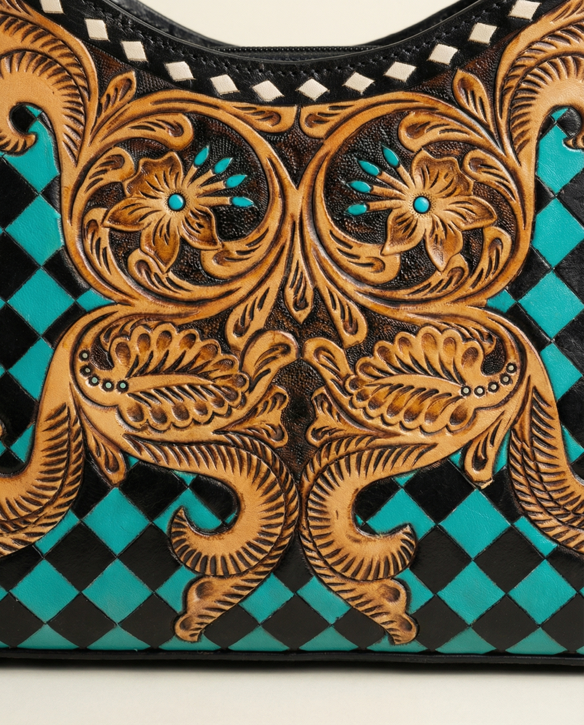 Checkerboard Tooled Tote