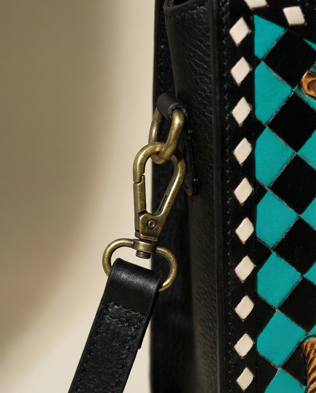 Checkerboard Tooled Tote