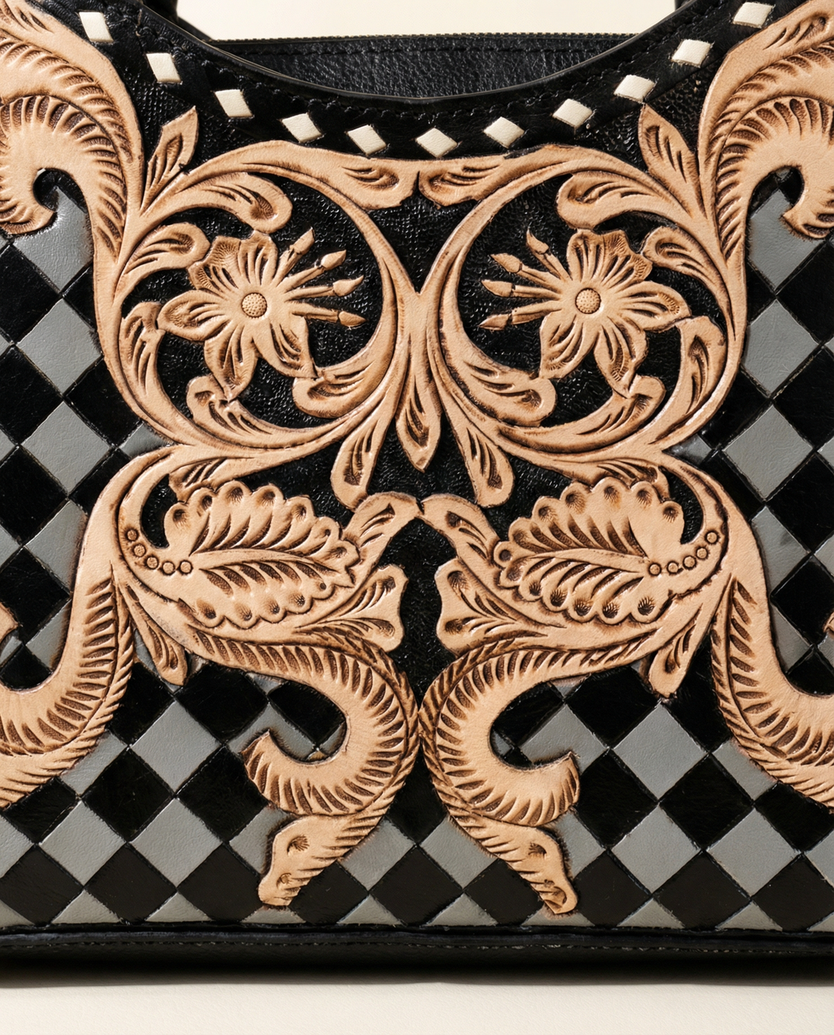 Checkerboard Tooled Tote