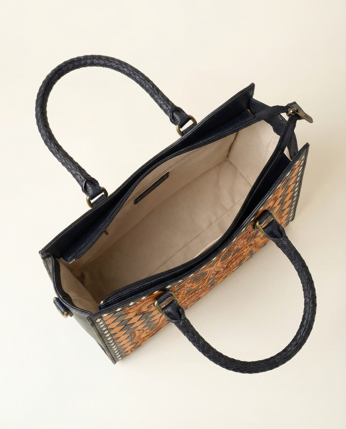 Checkerboard Tooled Tote
