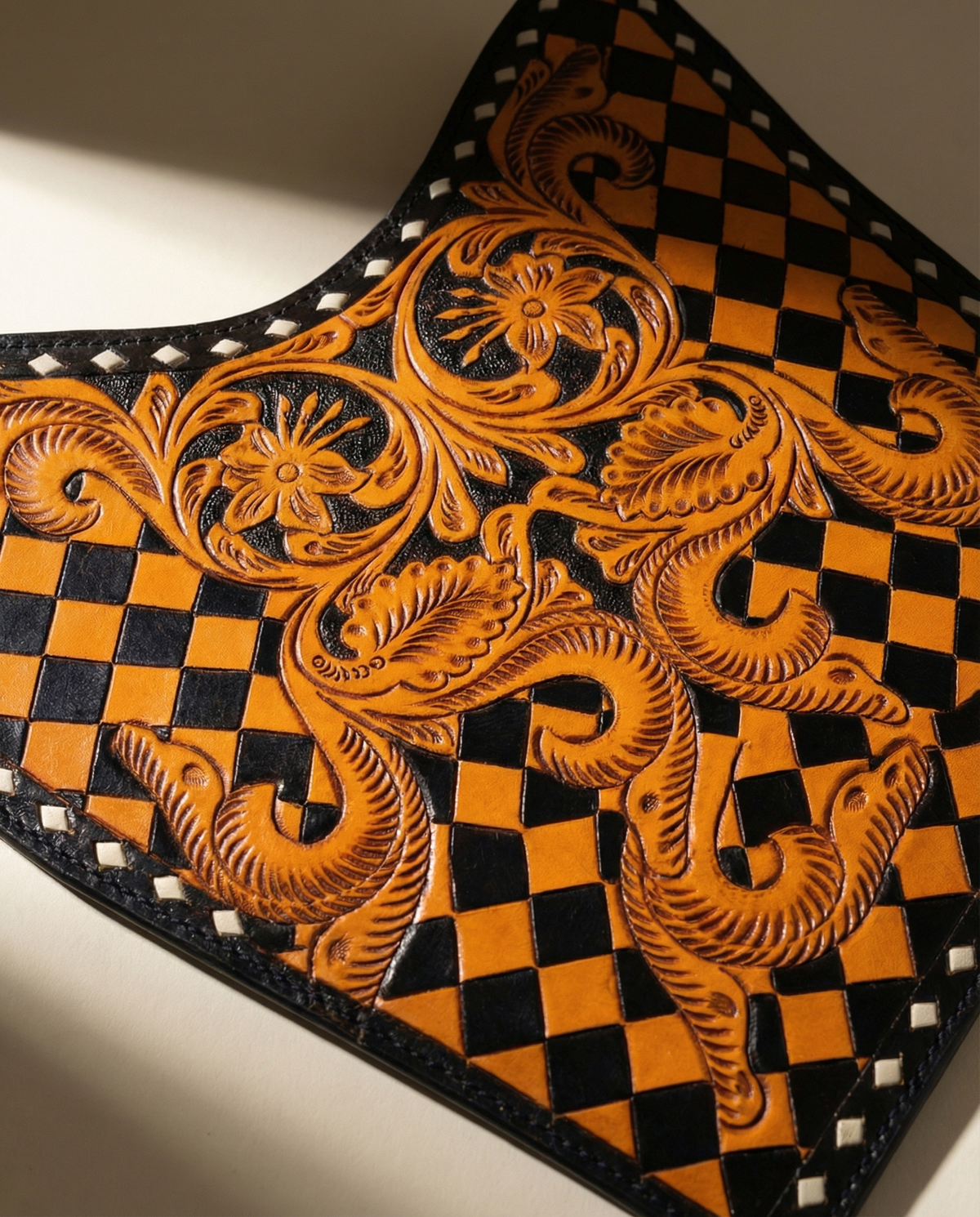 Checkerboard Tooled Tote