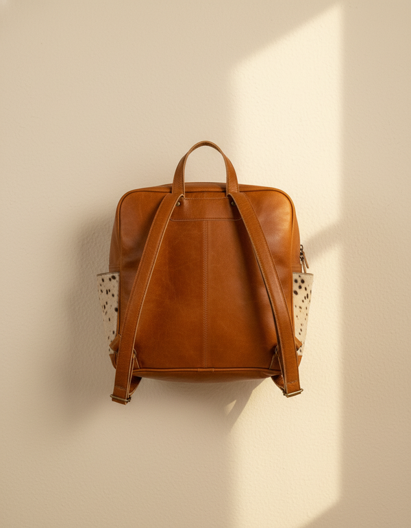Luxury Indian canvas and leather travel backpack for men & women