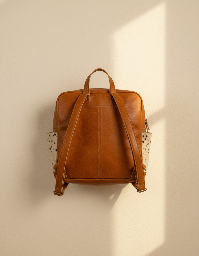 Luxury Indian canvas and leather travel backpack for men & women