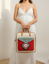 Unisex travel rucksack with leather trim and laptop compartment