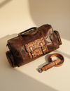 Extra-large leather weekender interior compartment by Ya Qalbi