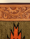 Olive Woven Serape Crossbody – Hand-Tooled Sunflower Leather Trim