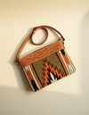 Olive Woven Serape Crossbody – Hand-Tooled Sunflower Leather Trim