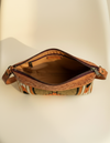 Olive Woven Serape Crossbody – Hand-Tooled Sunflower Leather Trim