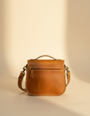 Tan Leather Bootstitch Saddle Bag – Twist-Lock Flap and Top Handle
