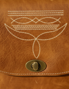 Tan Leather Bootstitch Saddle Bag – Twist-Lock Flap and Top Handle
