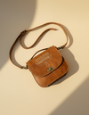 Tan Leather Bootstitch Saddle Bag – Twist-Lock Flap and Top Handle