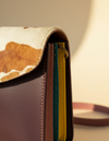 Plum Hair-On Leather Crossbody – Spotted Flap and Colour-Block Sides