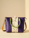 Colorful bohemian leather tote bag with hair-on hide patchwork by Ya Qalbi