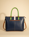 Boho hippie leather tote with brass lock and pet pocket by Ya Qalbi