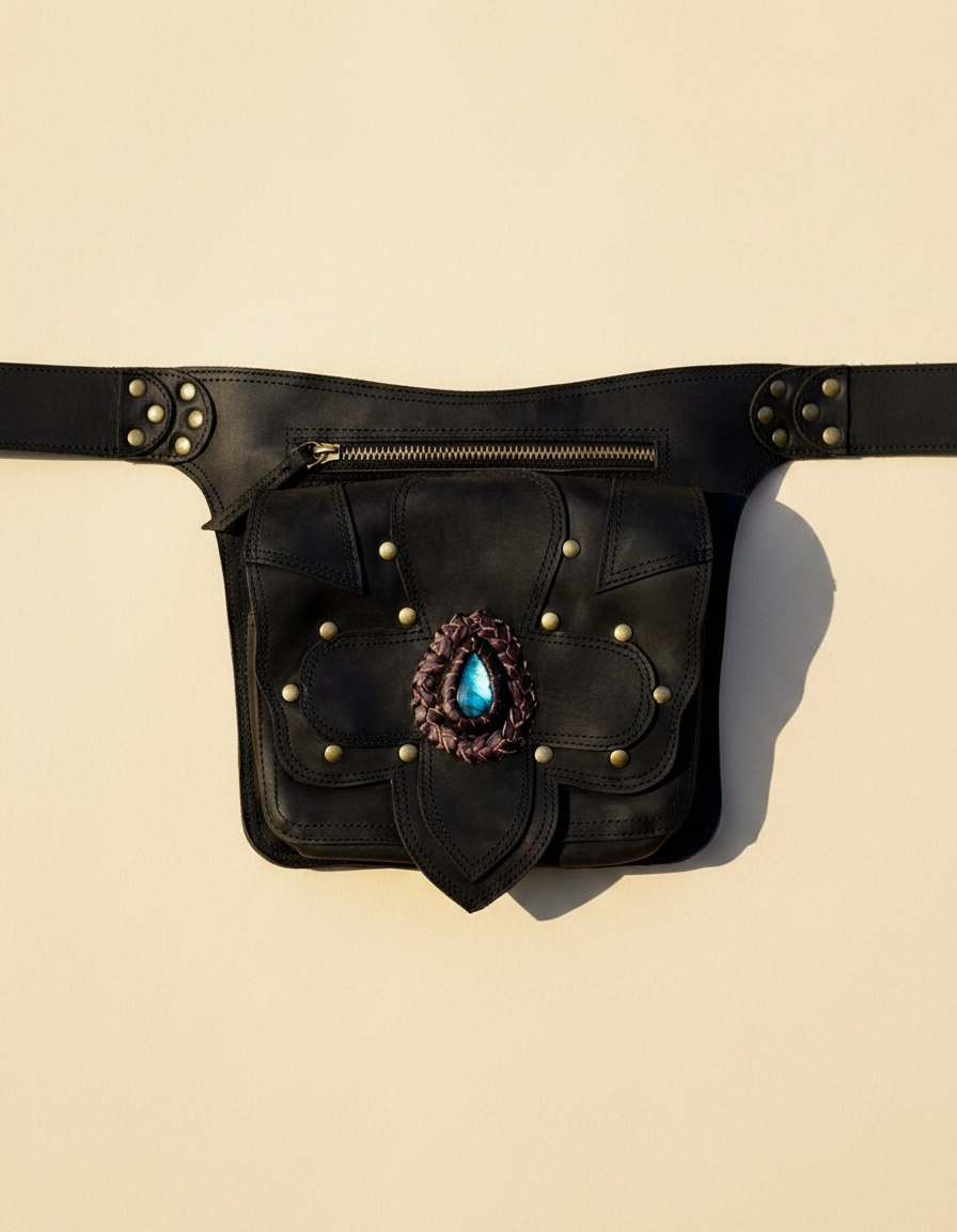 Handmade leather leg holster bag for festivals and travel