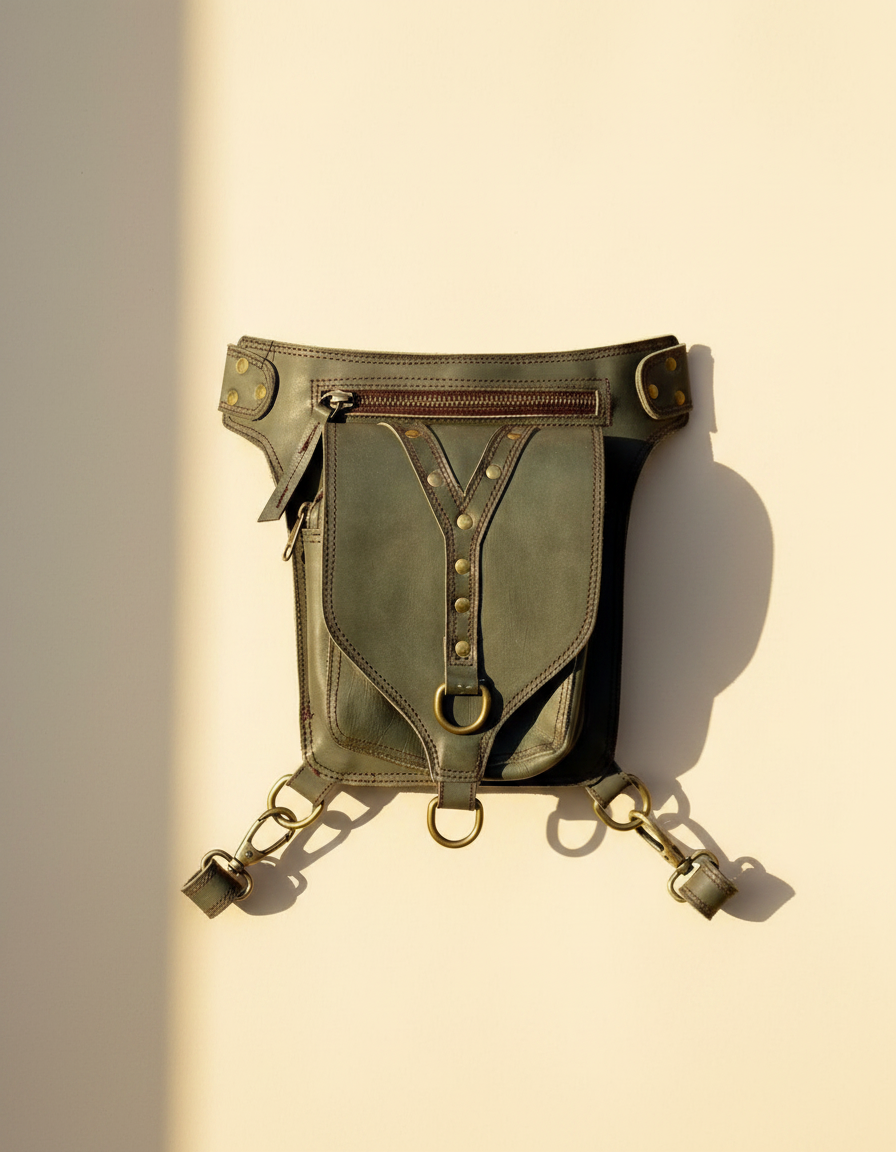 Genuine leather thigh holster waist bag