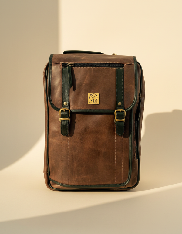 Saanjh convertible rolltop leather backpack and laptop briefcase | Ya Qalbi