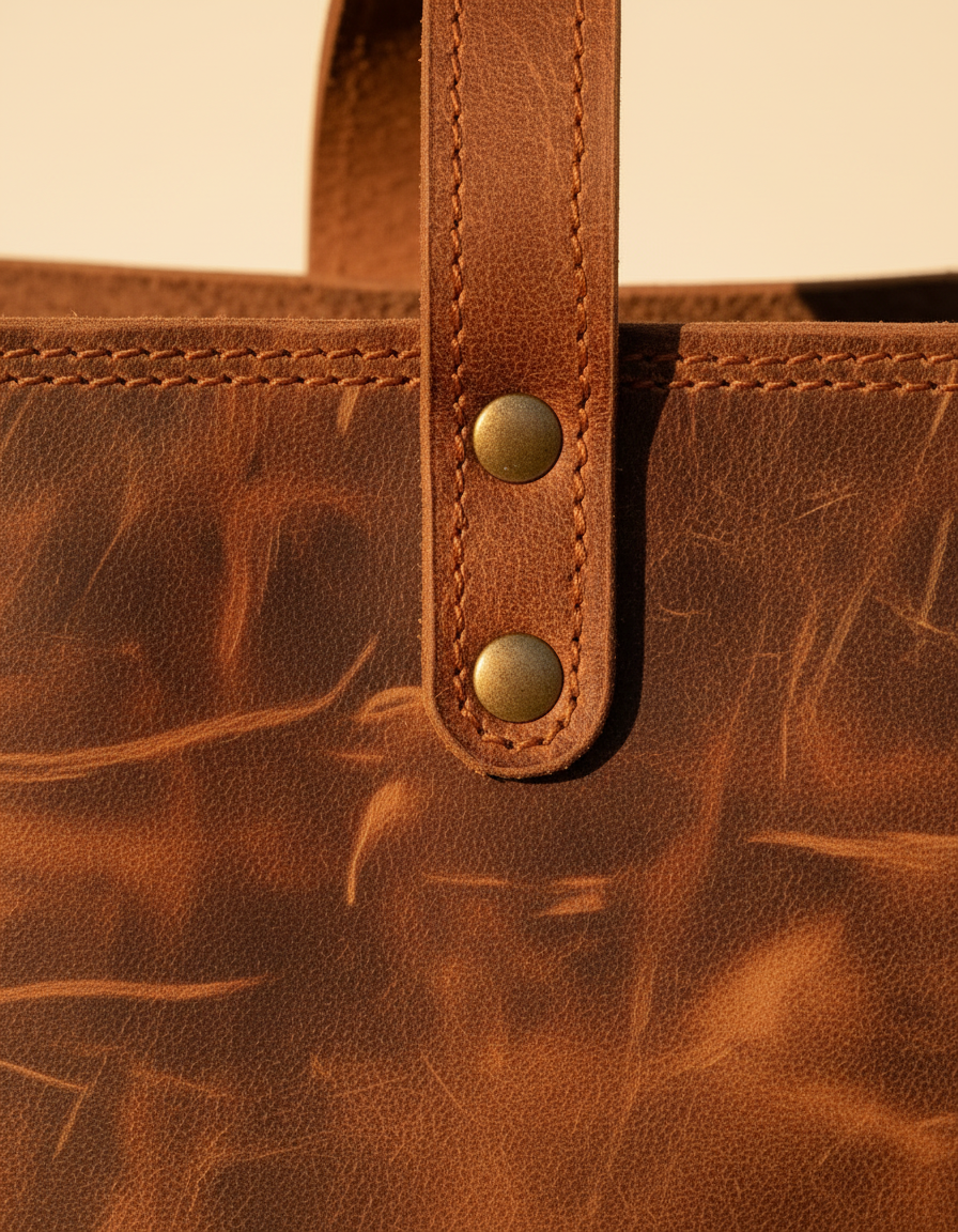 Crunch tan leather office tote with laptop compartment for women
