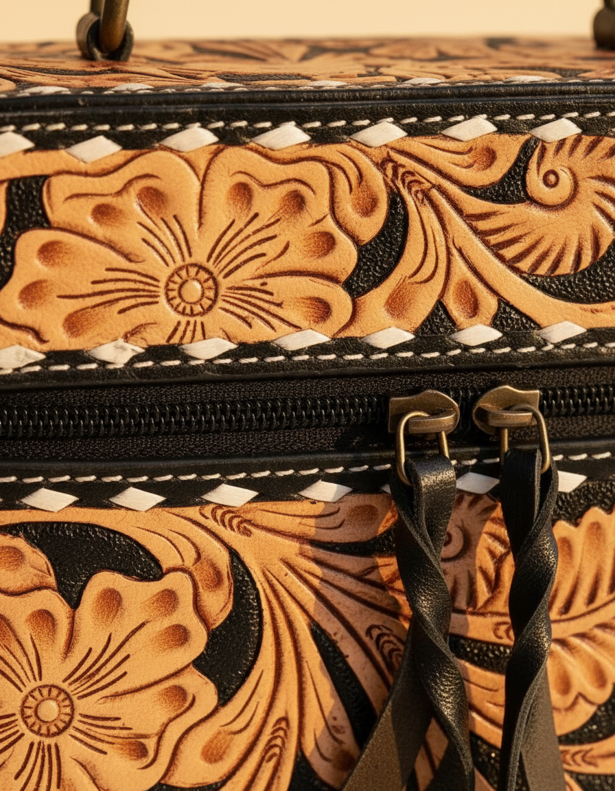 Leather Tooling Makeup Vanity Beauty Case | Ya Qalbi