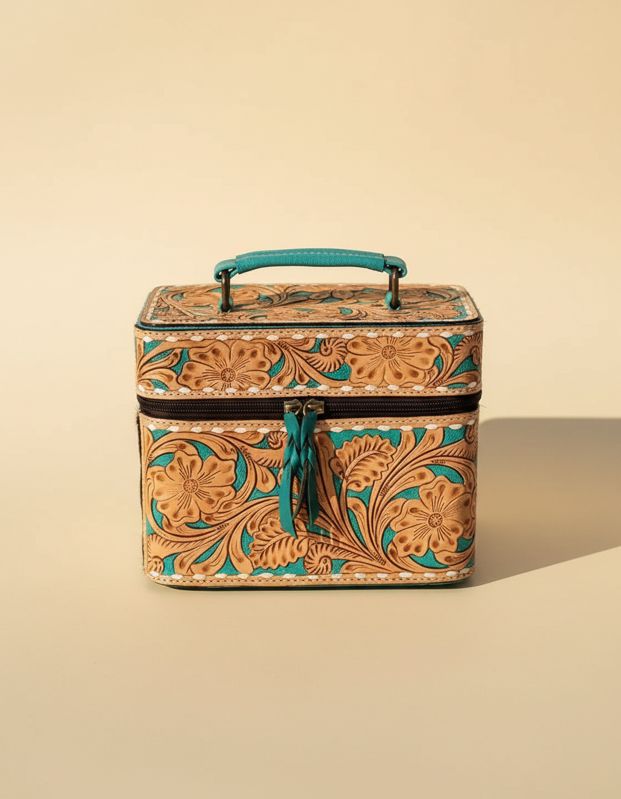 Leather Tooling Makeup Vanity Beauty Case | Ya Qalbi