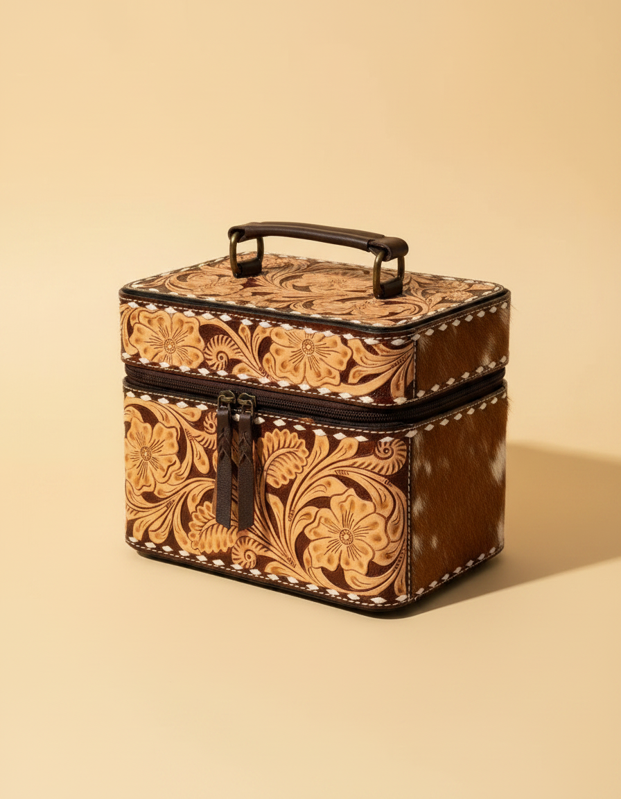 Leather Tooling Makeup Vanity Beauty Case | Ya Qalbi