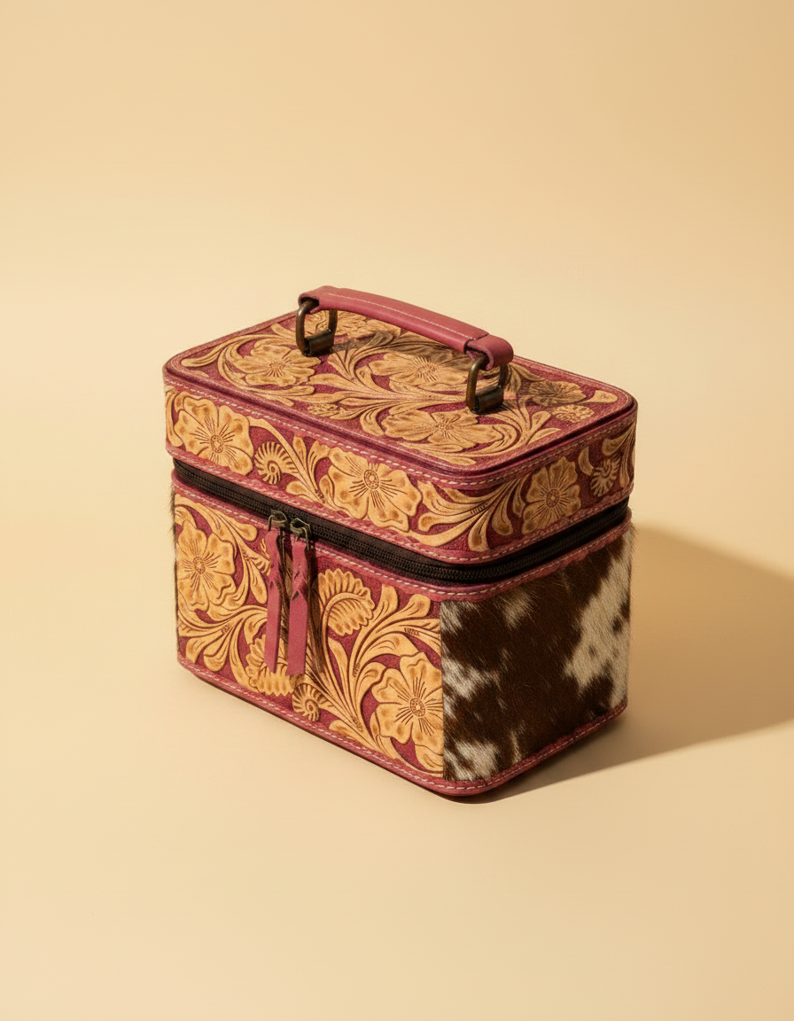 Leather Tooling Makeup Vanity Beauty Case | Ya Qalbi