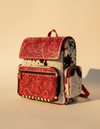 Red Tooled Leather Backpack – Black and White Hair-On Body