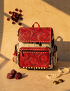 Red Tooled Leather Backpack – Black and White Hair-On Body