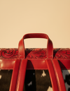 Red Tooled Leather Backpack – Black and White Hair-On Body