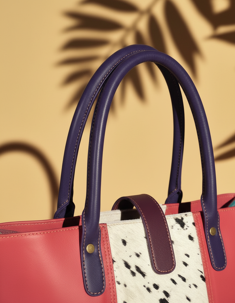 Colorful leather hippie tote bag for women by Ya Qalbi