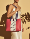 Bohemian patchwork leather tote handcrafted by Ya Qalbi