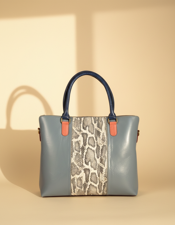 Bohemian leather tote bag with crossbody strap and brass lock by Ya Qalbi