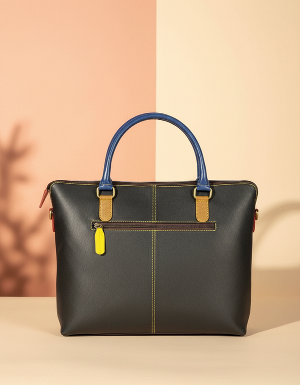 Colorful recycled leather tote with detachable crossbody by Ya Qalbi