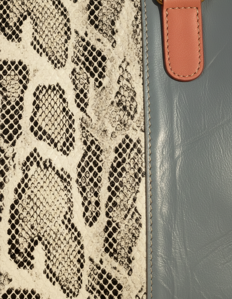 Colorful boho leather tote bag handcrafted by Ya Qalbi