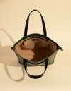 Full-grain black leather zipper tote bag by Ya Qalbi