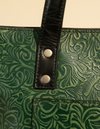 Premium black leather tote bag styled view by Ya Qalbi