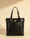 Leather office tote bag with zipper for women by Ya Qalbi