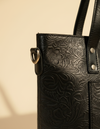 Premium leather office tote side angle by Ya Qalbi
