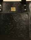 Full-grain leather tote bag interior detail by Ya Qalbi