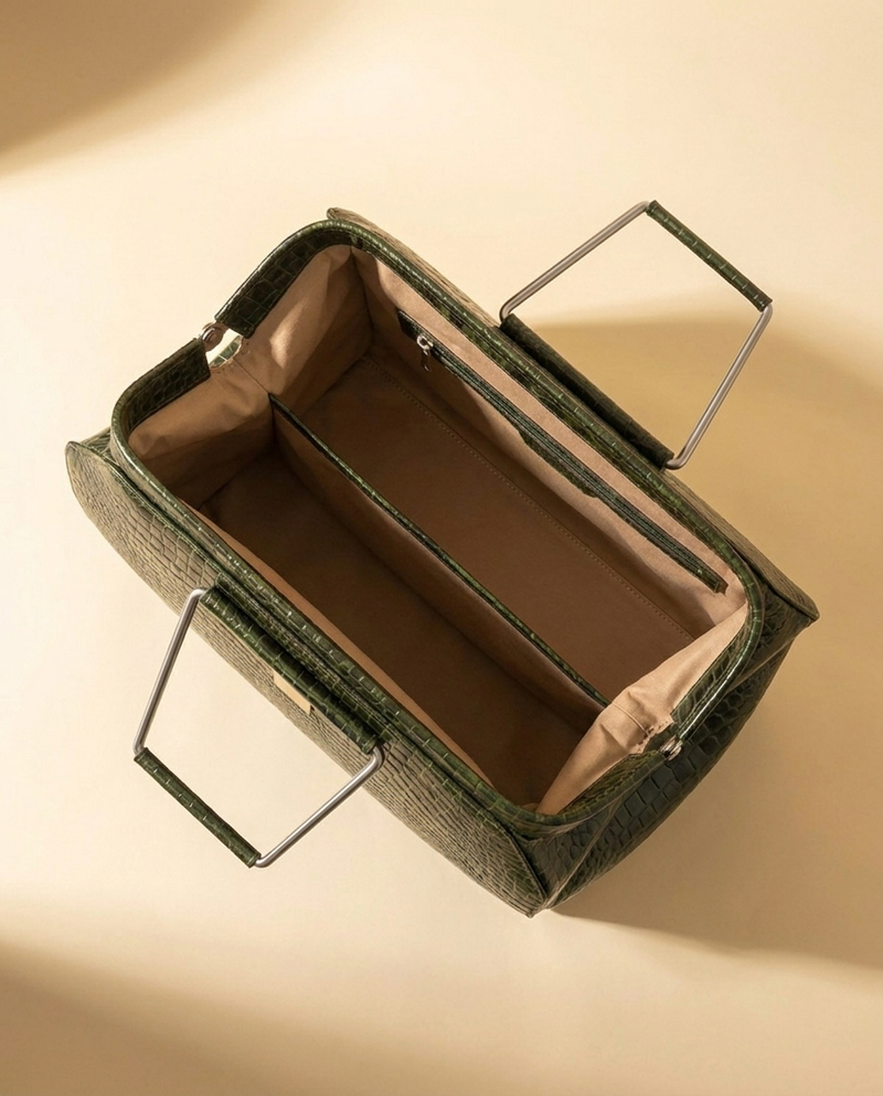Premium leather work bag side view by Ya Qalbi